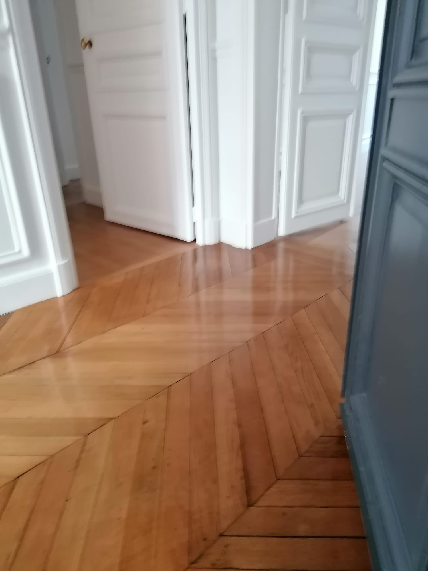 Parquet ancien point de Hongrie rénové, appartement Paris